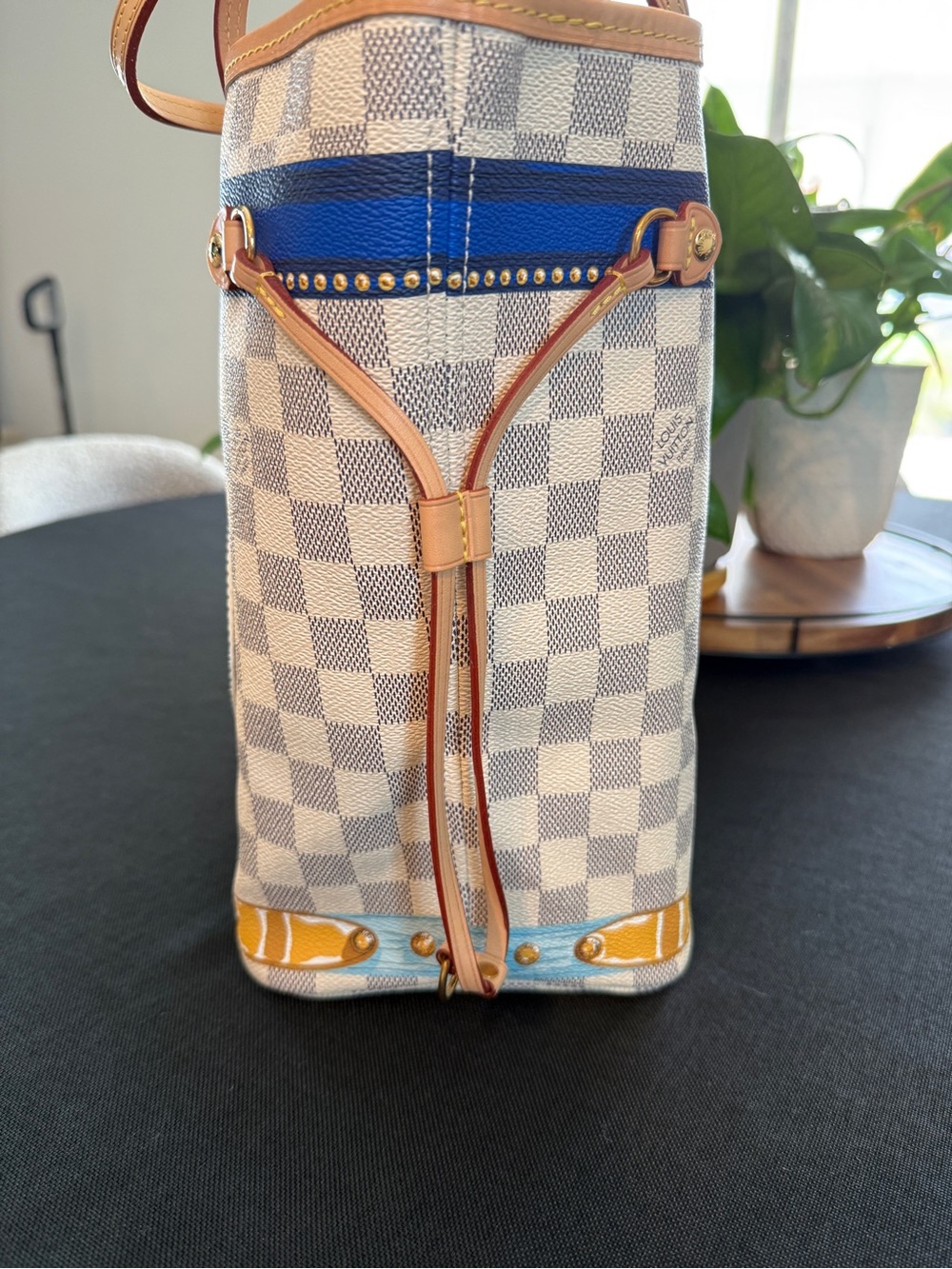 🍒 Louis Vuitton NEVERFULL MM PORTO CERVO Summer Trunks Damier Azur Bag Tote NEW🍒 - Picture 6 of 12